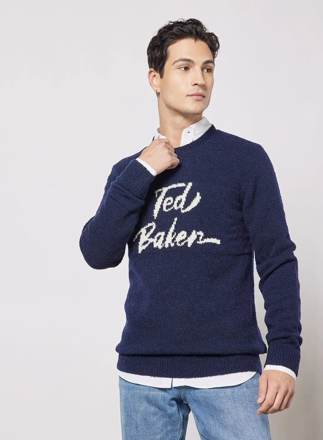 Ted Baker Signature Crew Neck Sweater كحلي