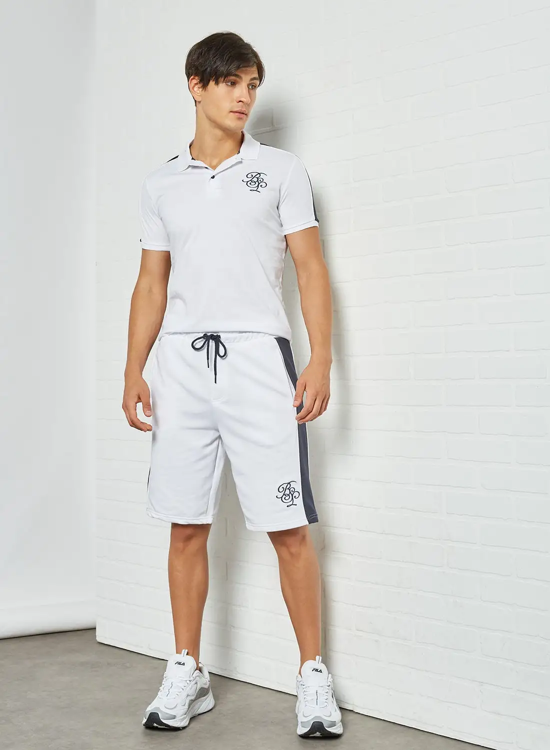 BRAVE SOUL Logo Detail Polo T-Shirt White