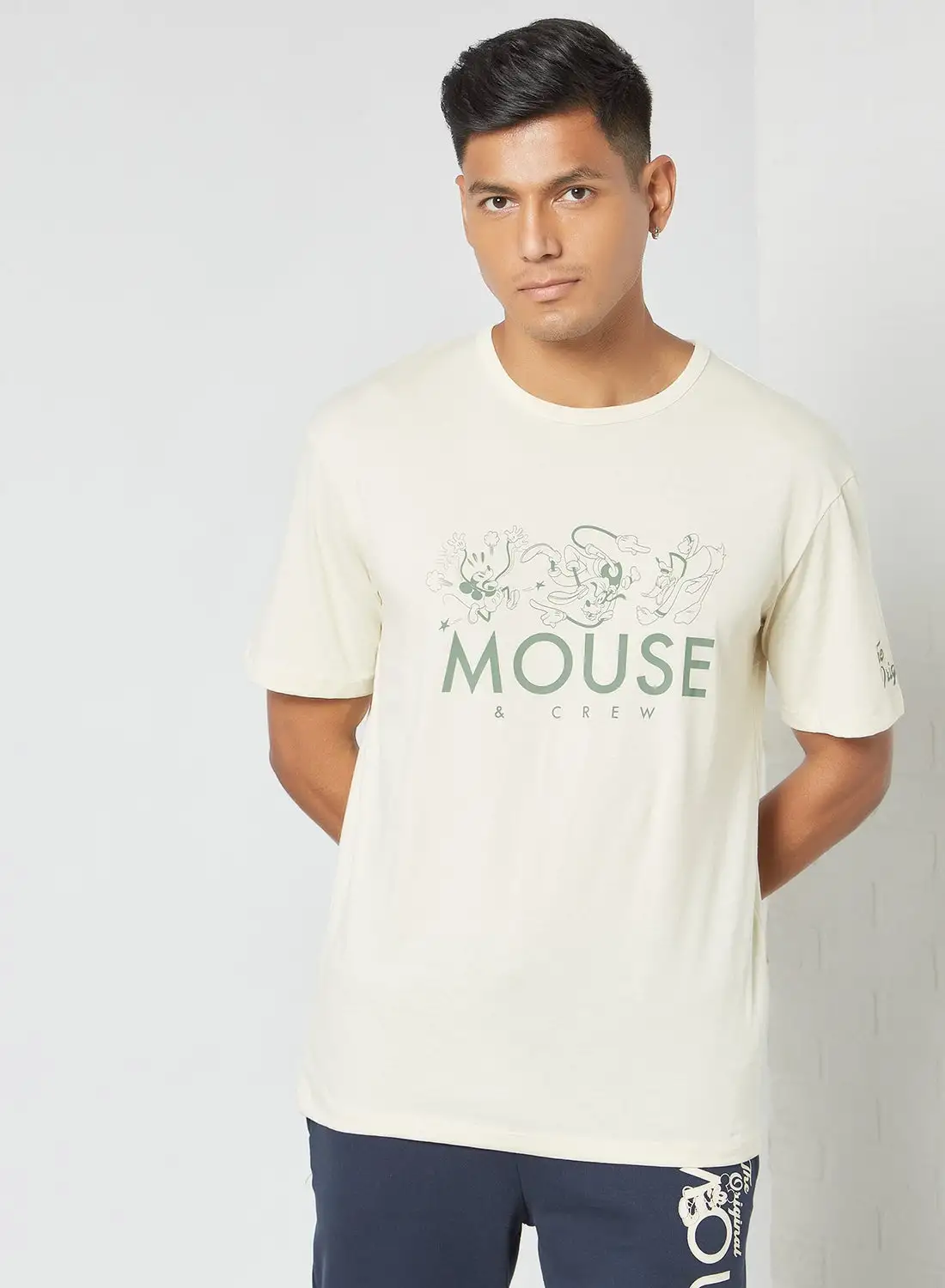 JACK & JONES Disney Print Crew Neck T-Shirt Cream