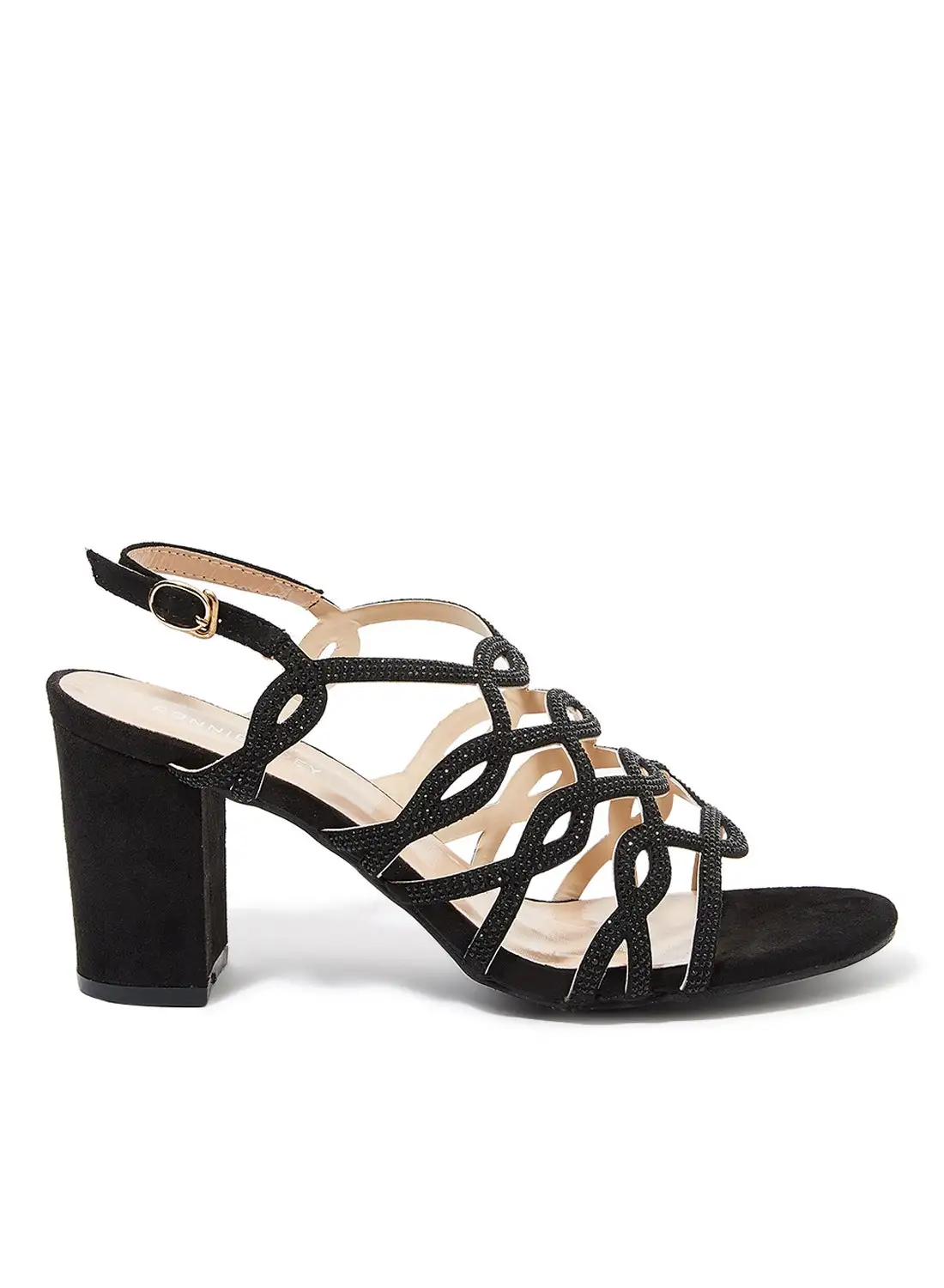 Ronnie Grey Embellished Strap Sandals Black