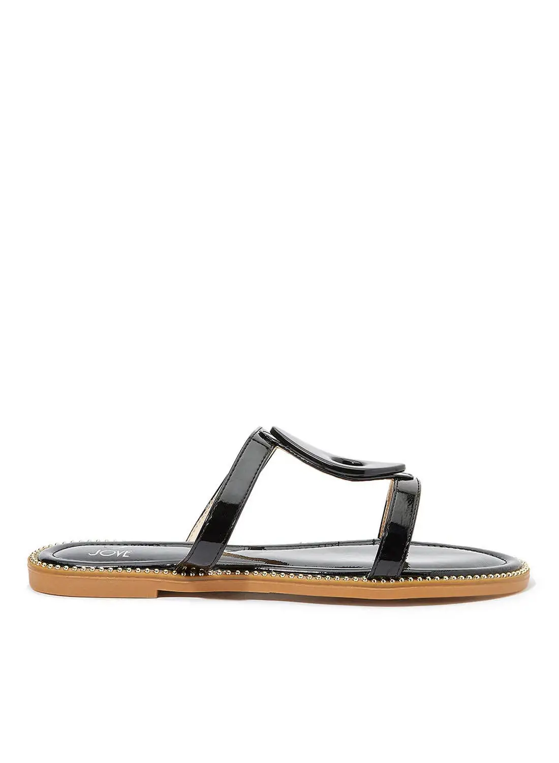 Jove Double Strap Flat Sandals Black