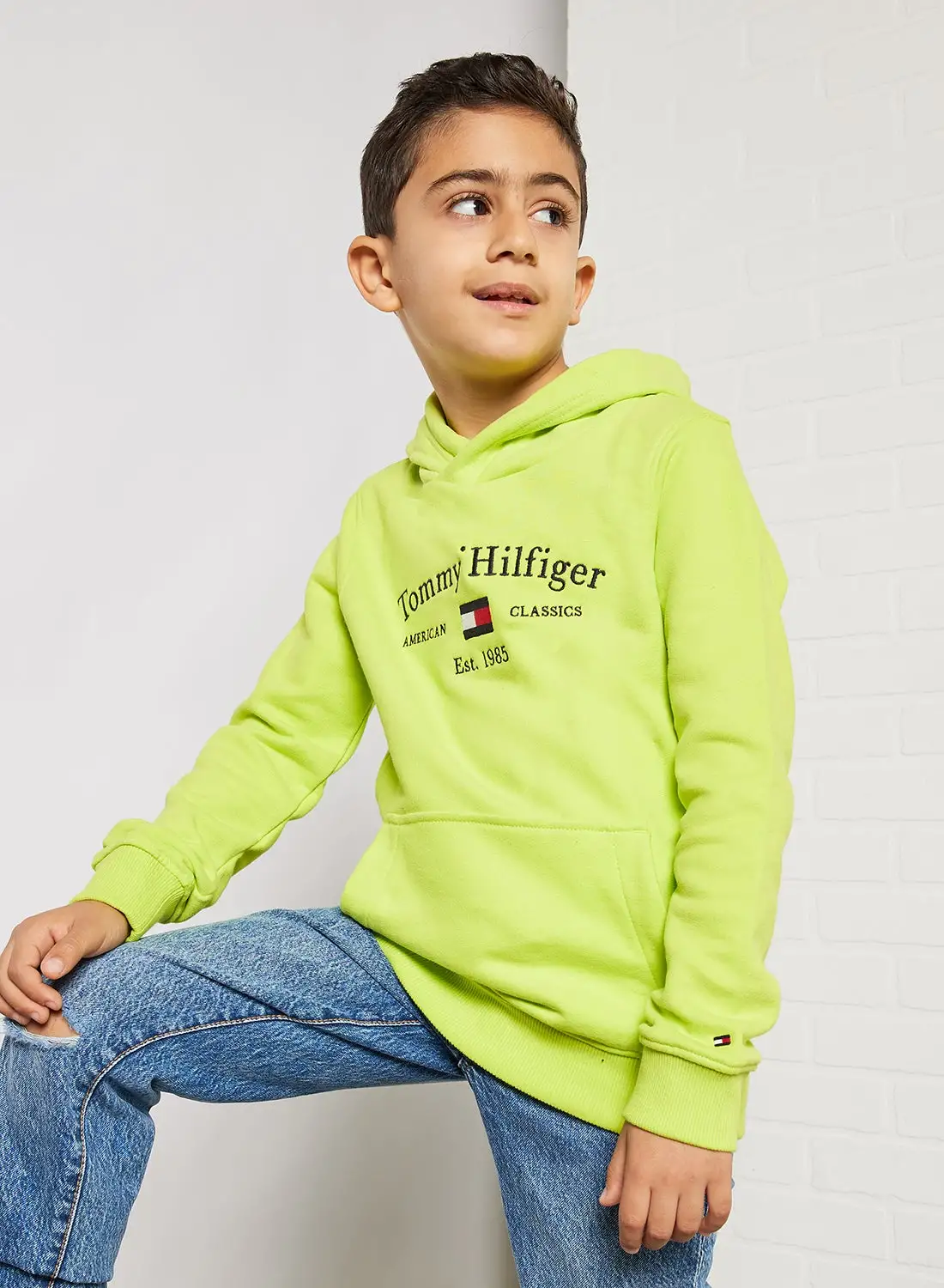 TOMMY HILFIGER Kids/Teen Logo Hoodie Green