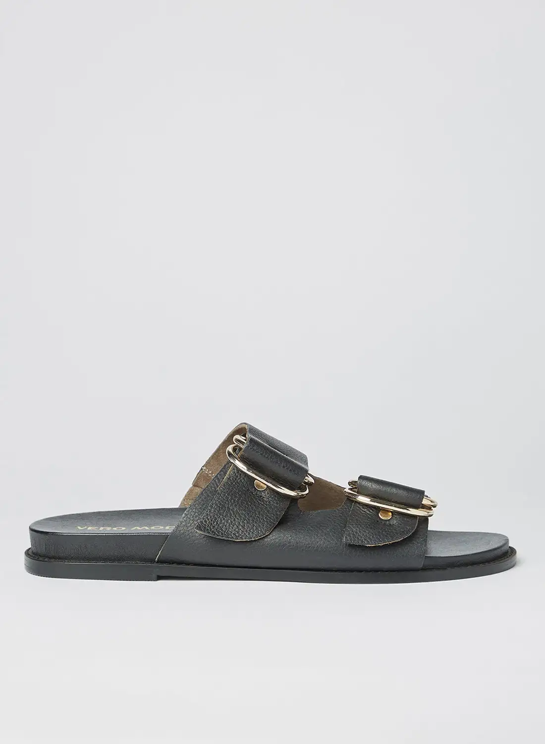 VERO MODA Buckle Detailed Leather Sandals Black