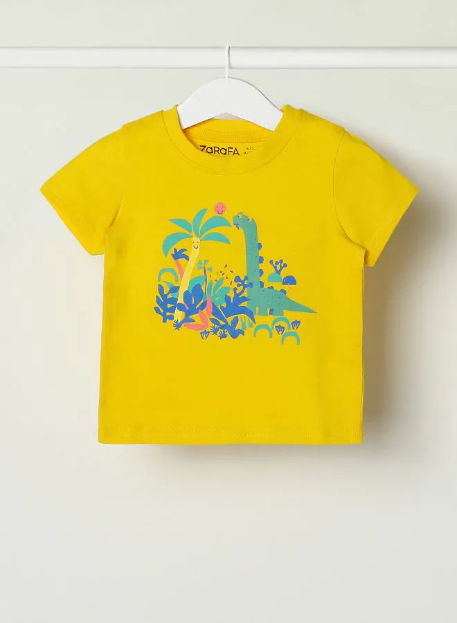 Zarafa Baby Boys Crew Neck Short Sleeve T-Shirt Lemon Yellow