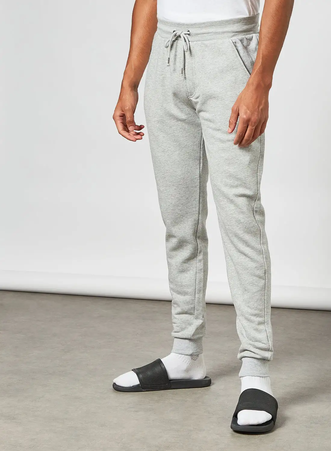 BRAVE SOUL Basic Drawstring Joggers Light Grey