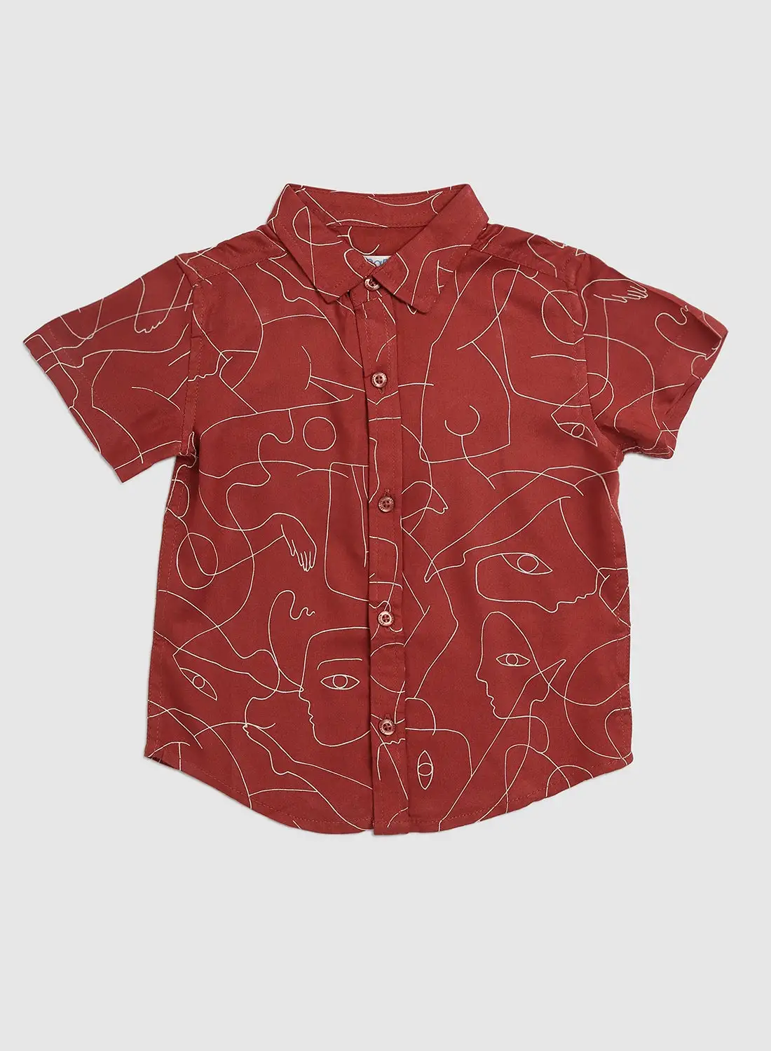 Zarafa Collared Neck Short Sleeve Shirt Red