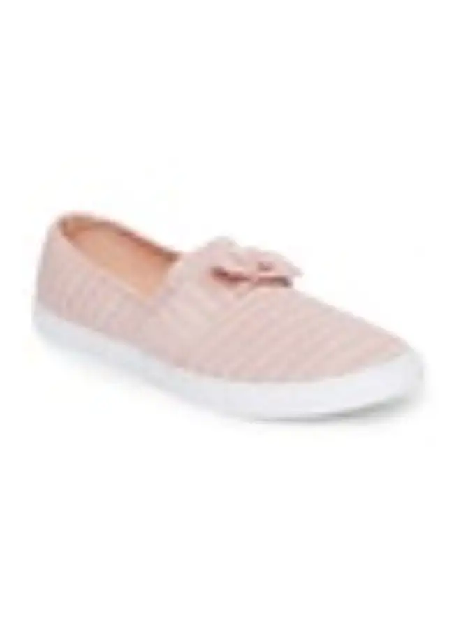 R&B Glitter Textured Slip-On Sneakers With Hook And Loop Closure Pink