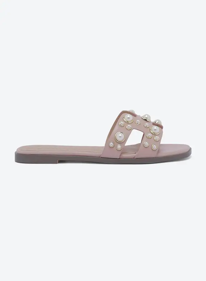 ZAHA Pearl Embellished Flats Pink