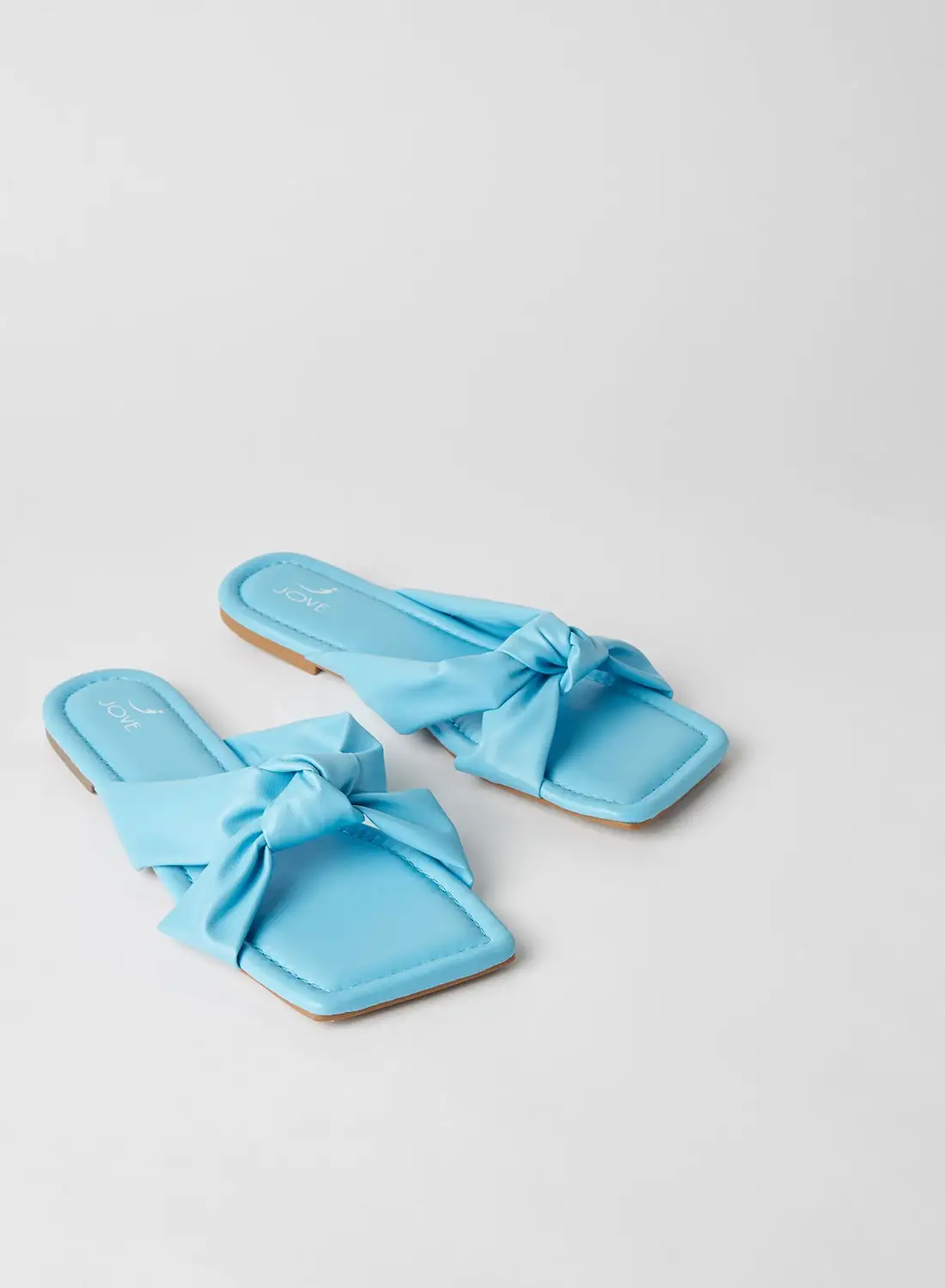 Jove Knot Detail Slip-On Flat Sandals Light Blue