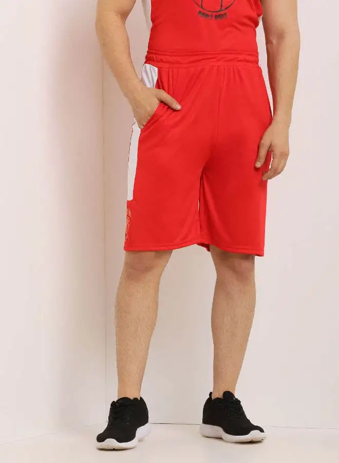 ABOF Men's Mid Rise Casual Shorts Rose Red