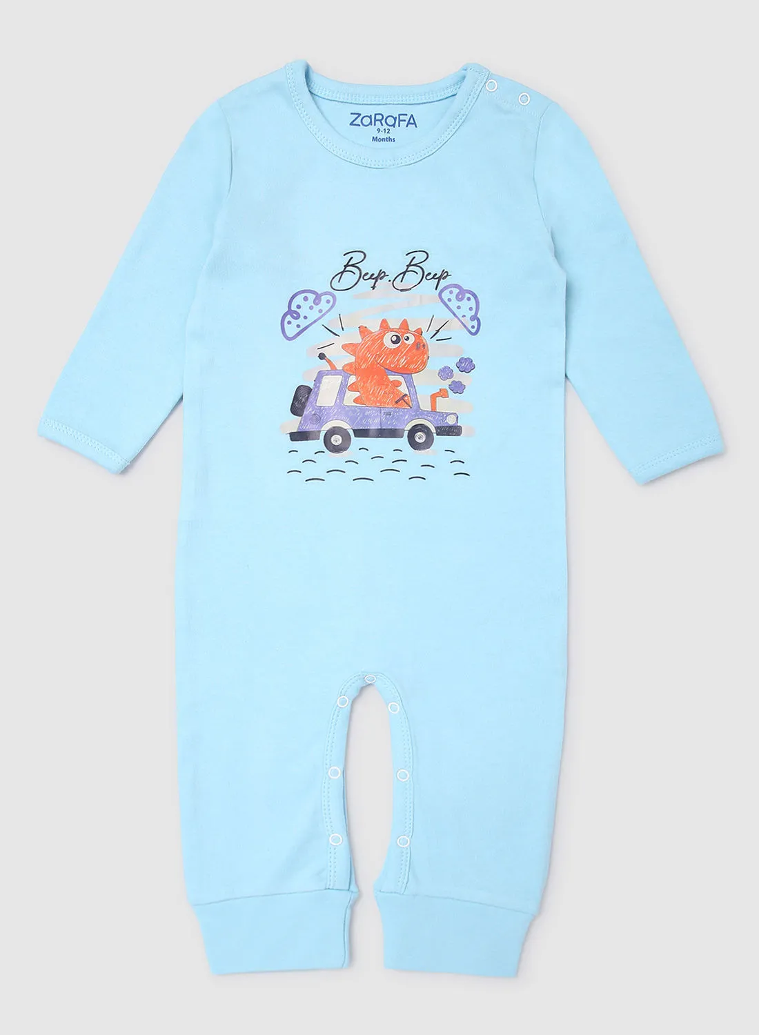 Zarafa Long Sleeve  Round Neck Sleepsuit Aqua Blue