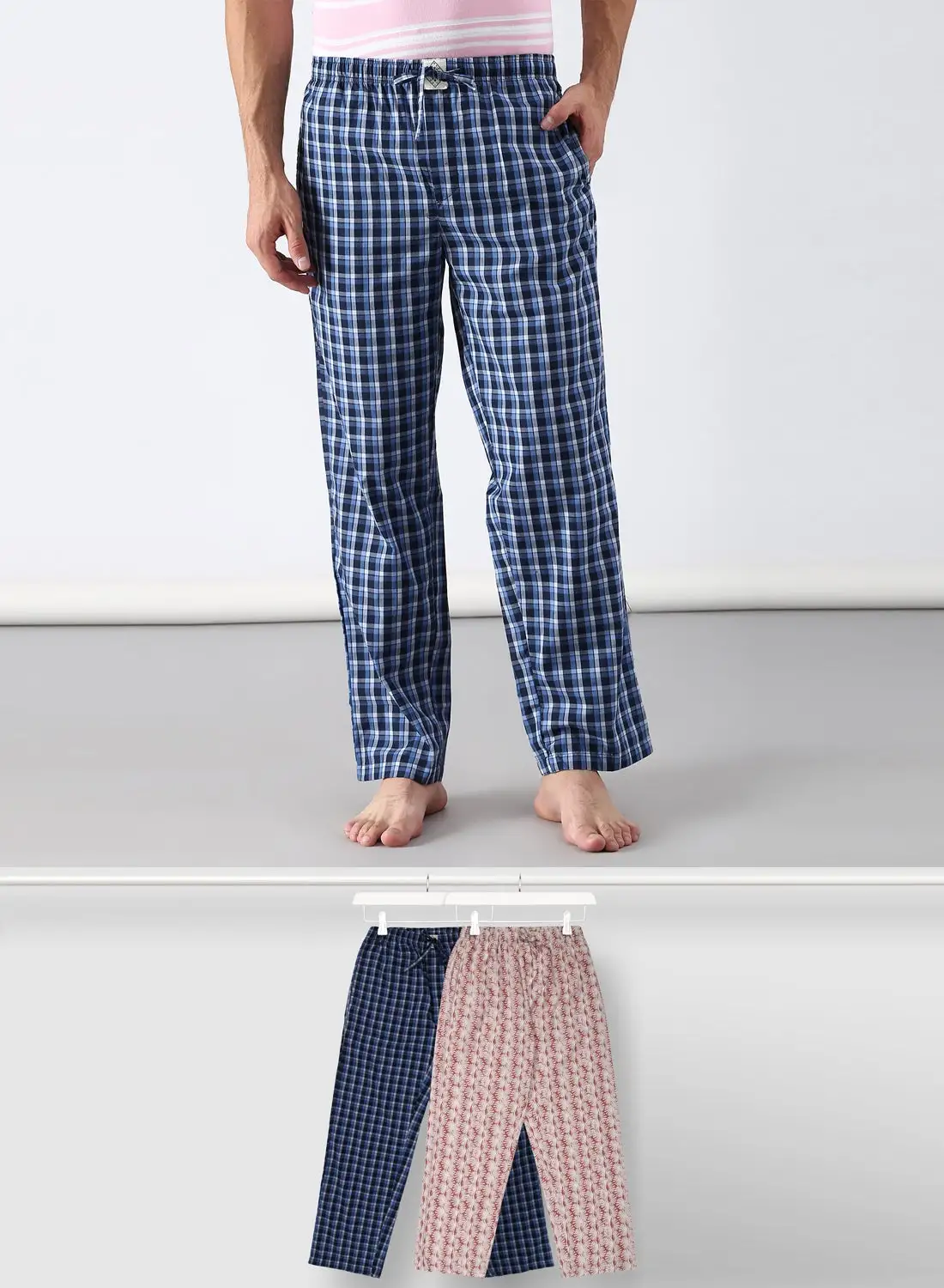 ABOF 2 Pack Lounge Pants Sets Blue/Light Red