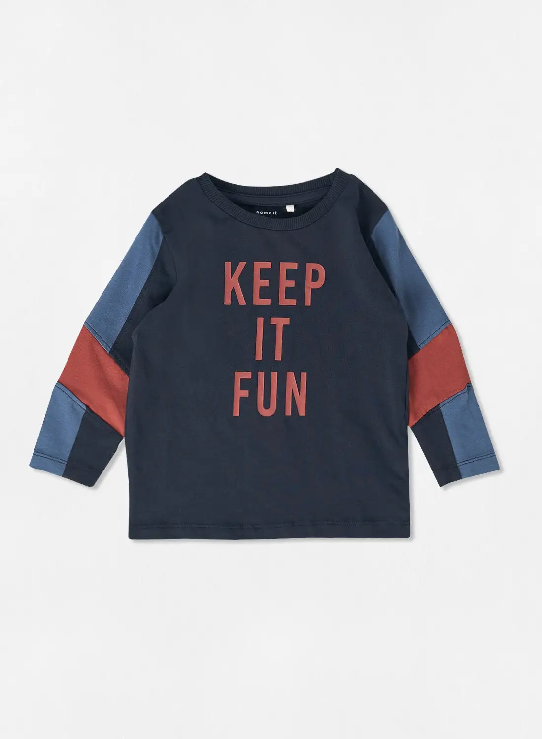 NAME IT Baby/Kids Slogan Print T-Shirt Navy