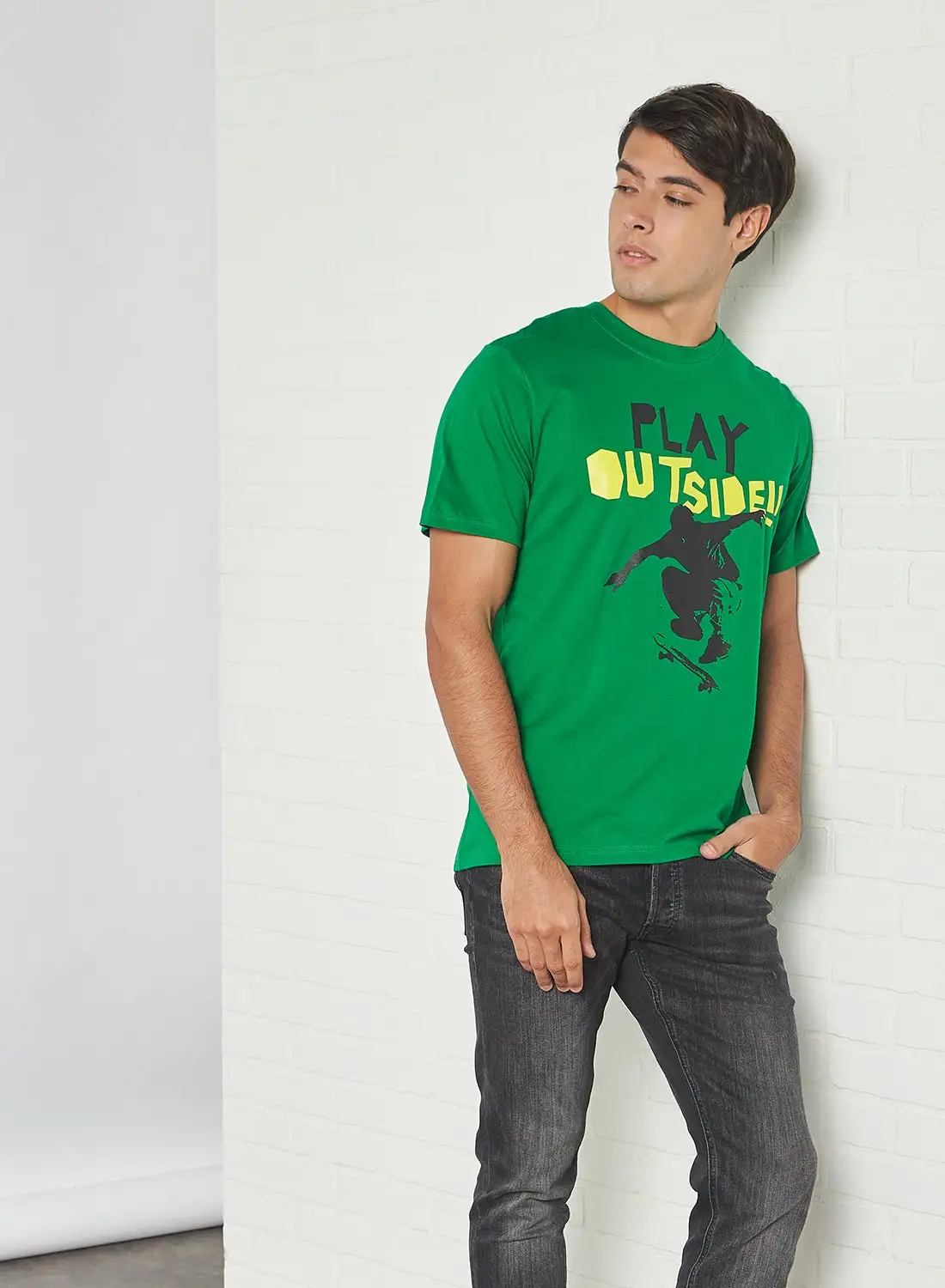 QUWA Printed Short Sleeves T-Shirt Green