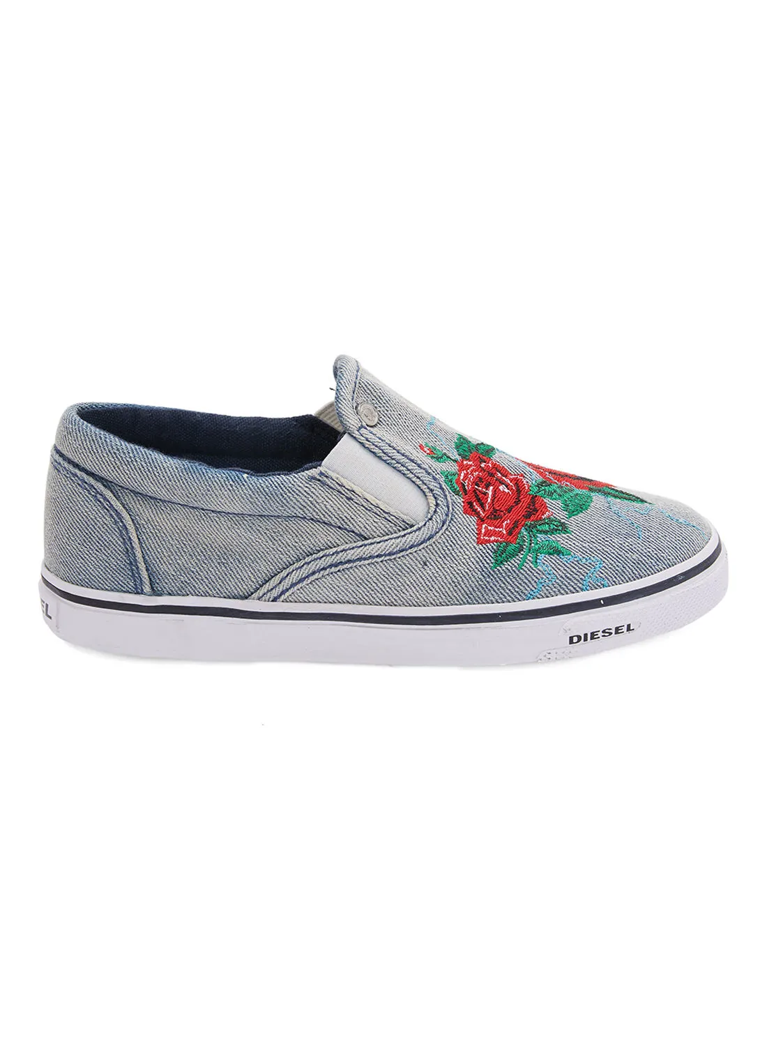 DIESEL KID Embroidered Rose Sneaker Indigo