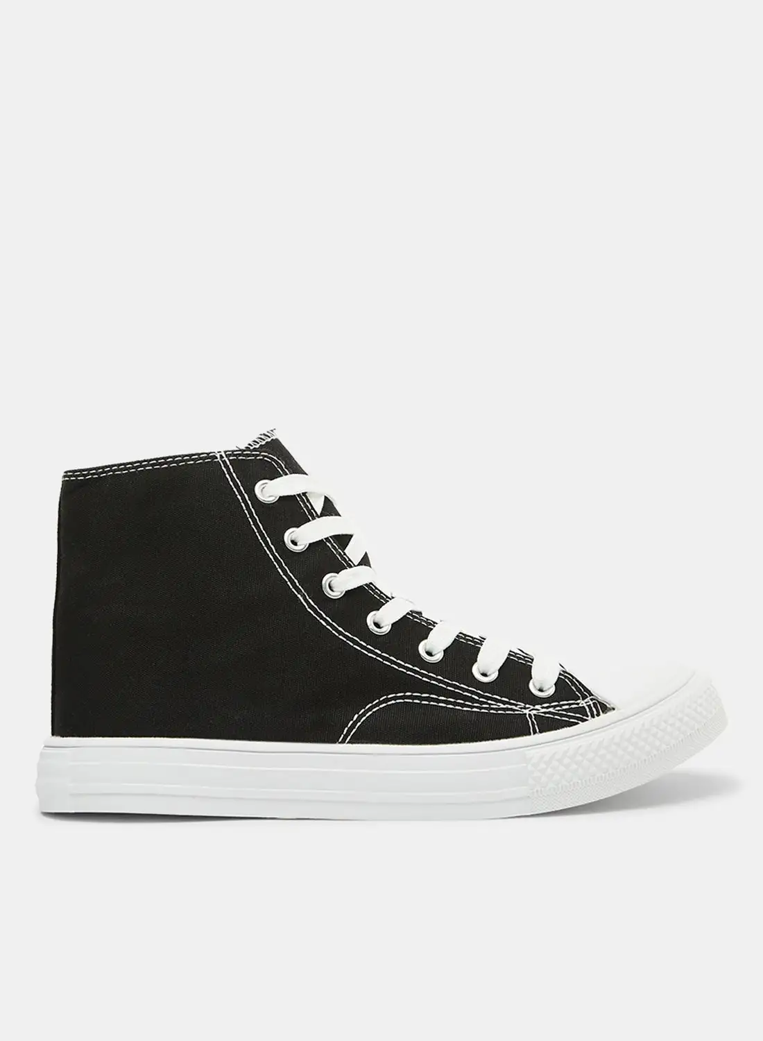 LABEL RAIL High Top Canvas Sneakers Black