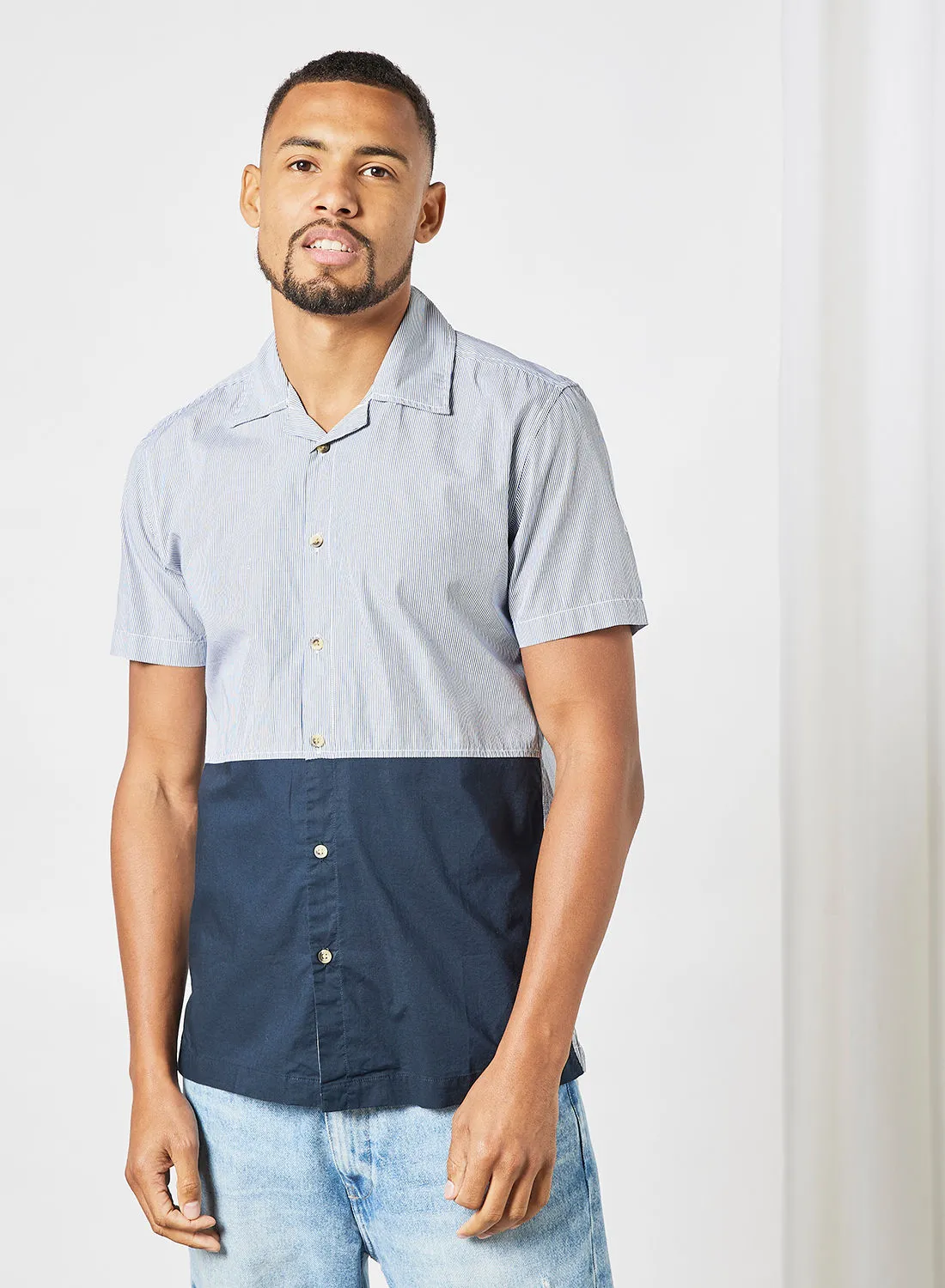 ABOF Regular Fit Short Sleeve Shirt Blue