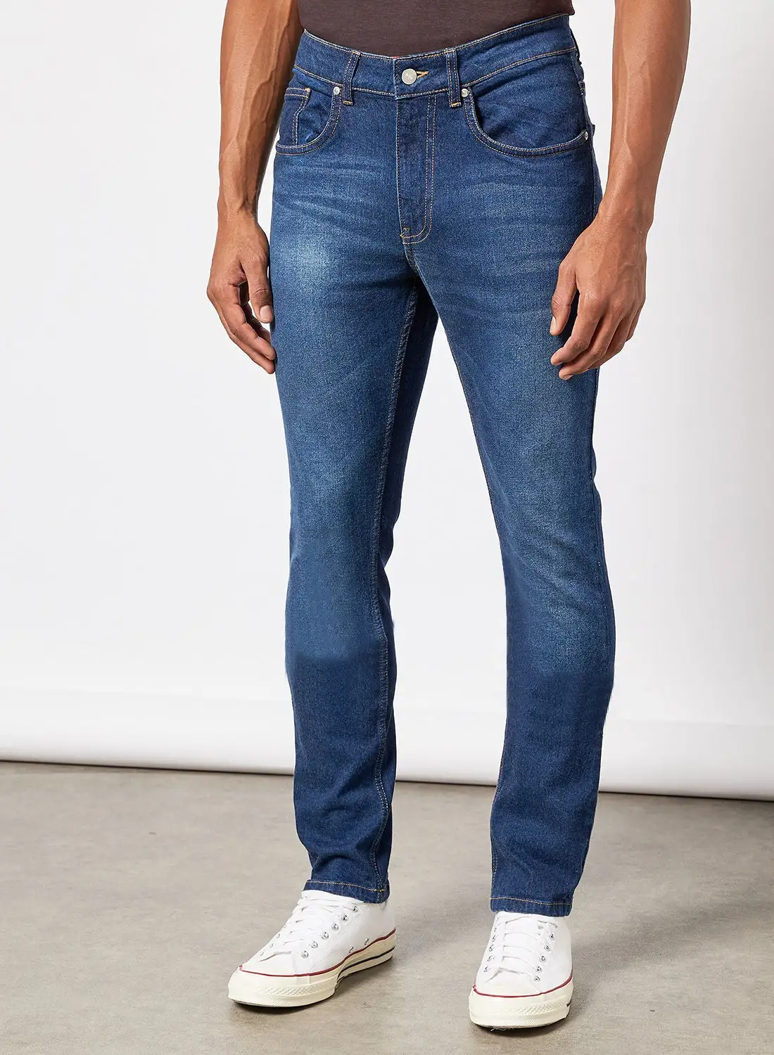 QUWA Washed Slim Fit Jeans Dark Blue