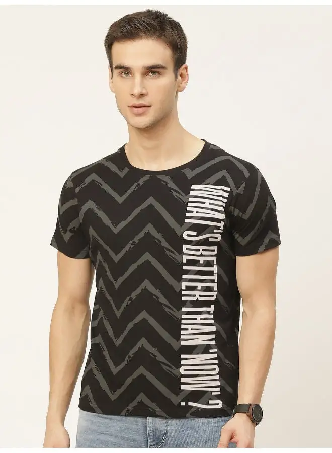 Moda Rapido Printed Casual T-Shirt Black/Grey