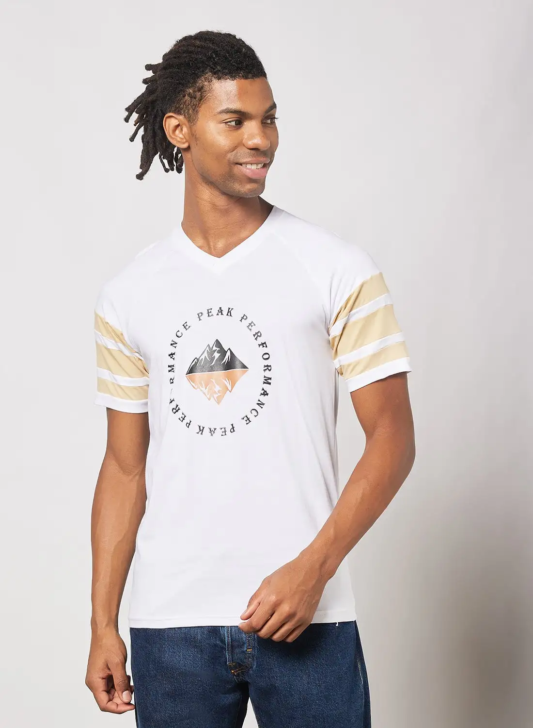 QUWA Printed Cut And Sew Sporty T-Shirt White