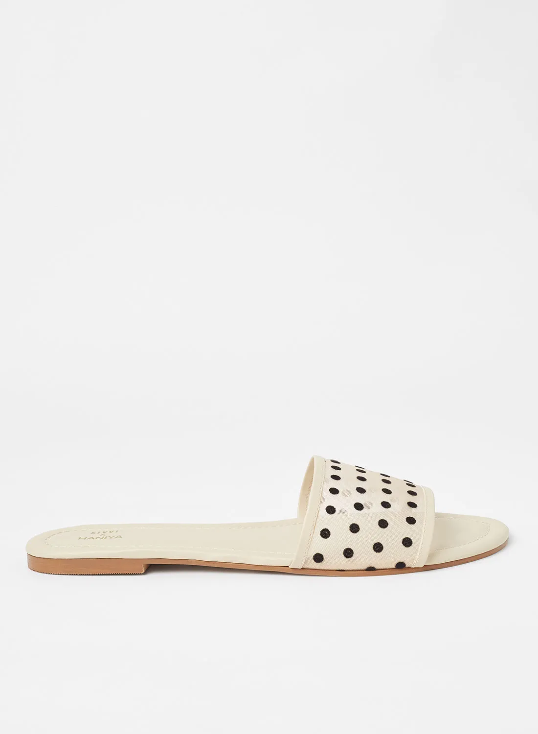 SIVVI for HANIYA Polka Dot Flat Sandals Beige