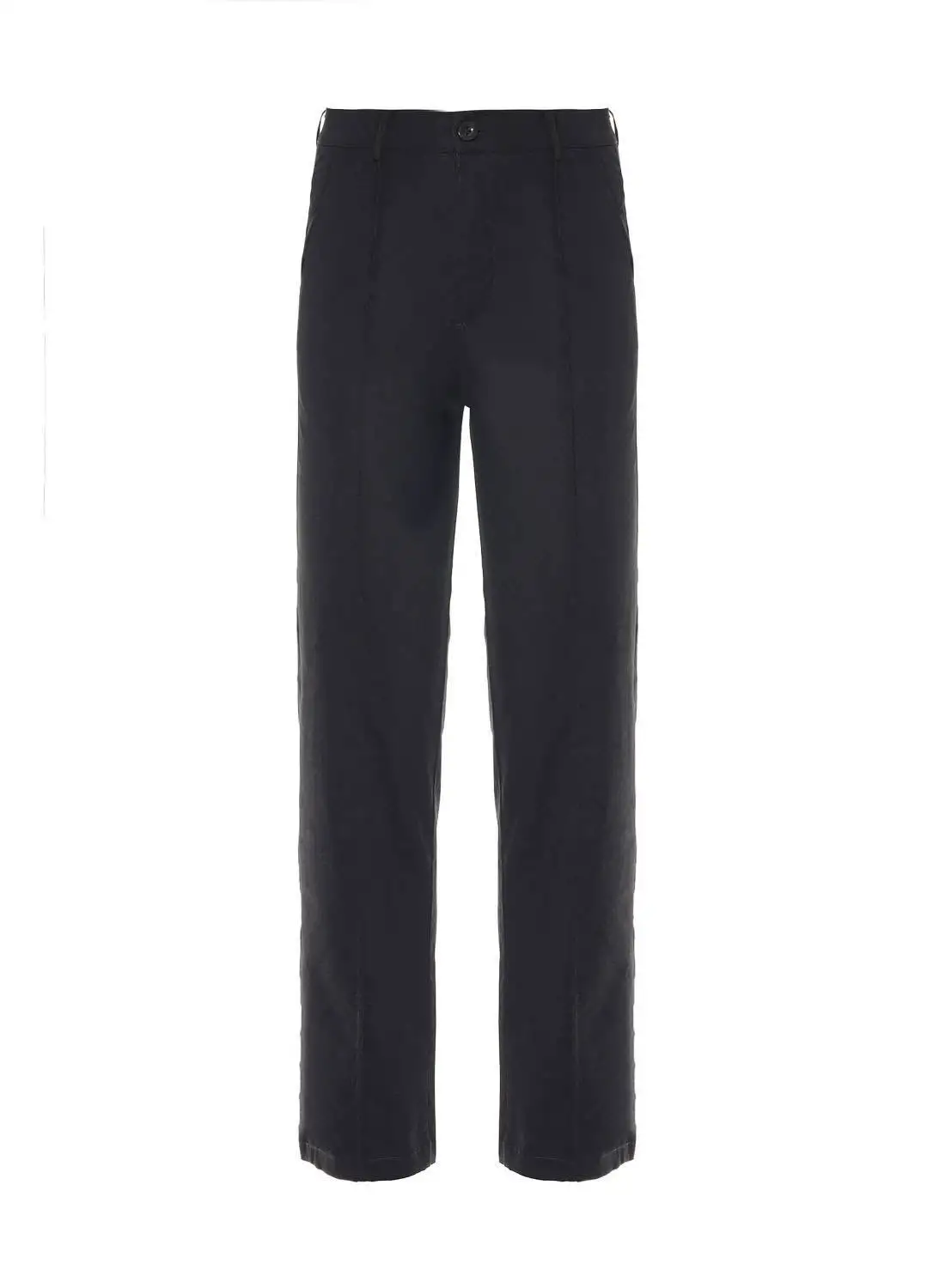 QUWA Casual Straight Fit Pants with Button waistband Raven Black