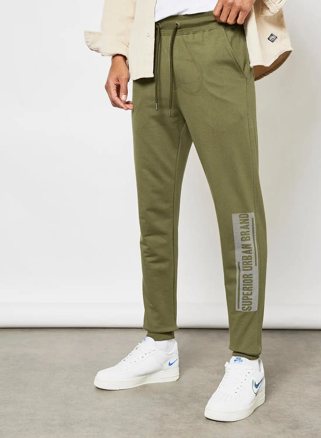 ABOF Regular Fit Joggers Olive/White