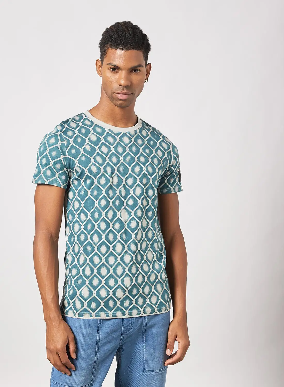 QUWA All Over Printed T-Shirt Mint Blue