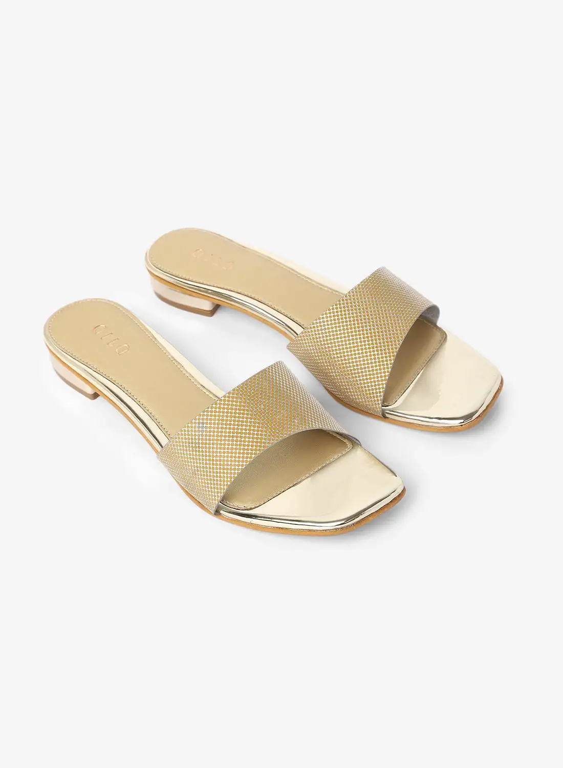 Aila Slip-On Low Heeled Sandals Gold