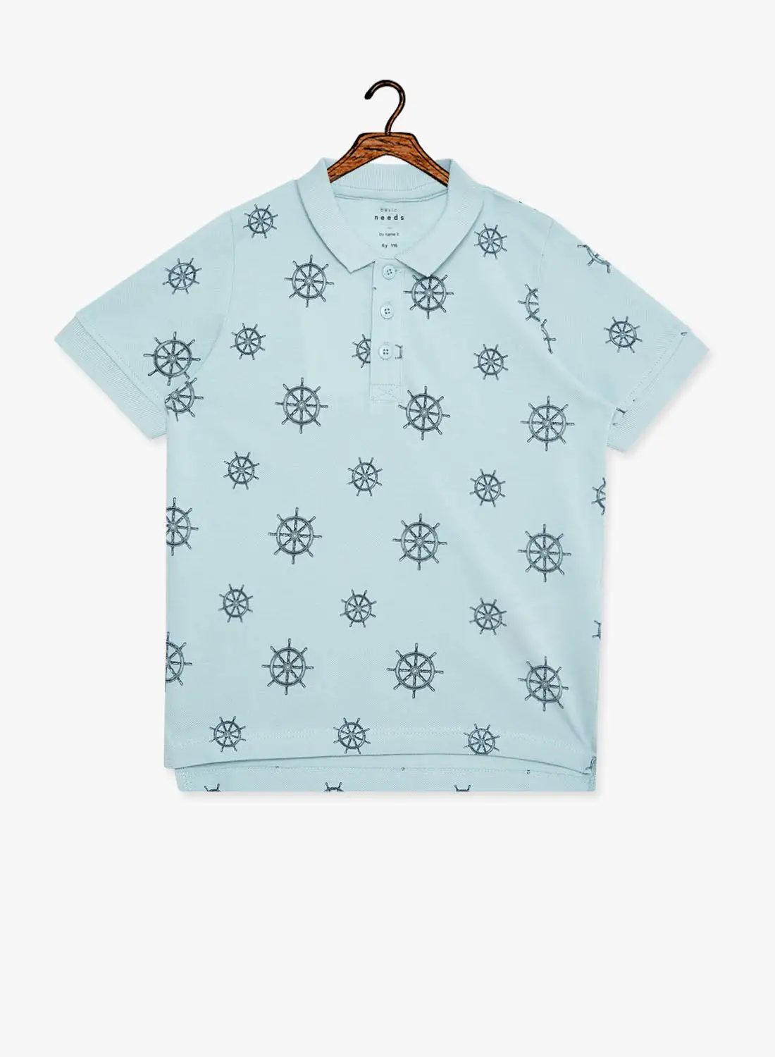 NAME IT Kids Print Polo Light Blue