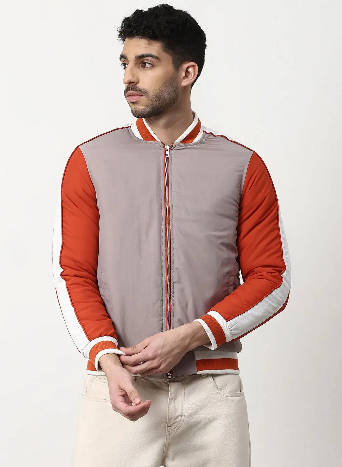 Campus Sutra Outerwear Comfortable Jackets Grey/Red