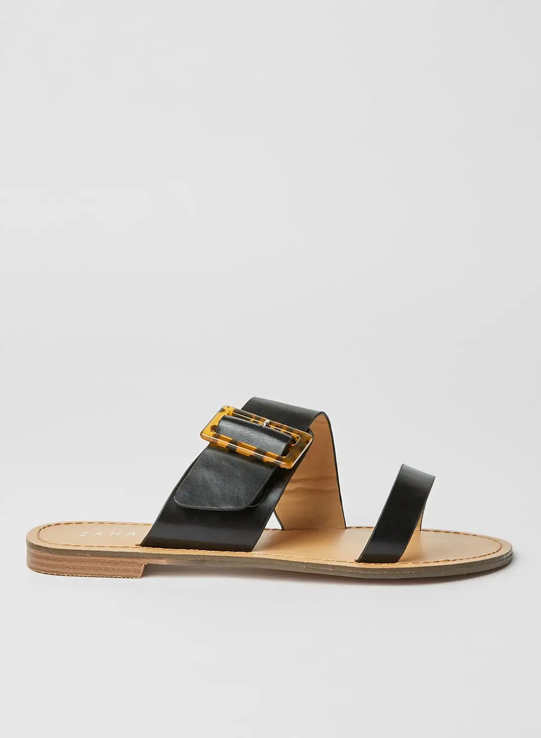 ZAHA Dyed Slip On Flat Synthetic Sandals Black