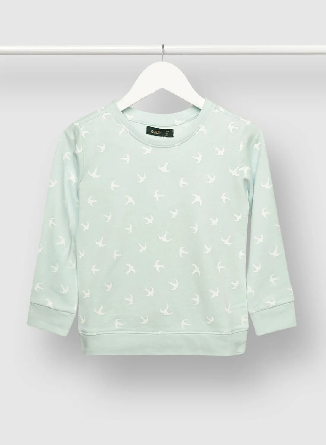 QUWA Boys Elegant All Over Printed Cotton Casual Sweatshirt Green