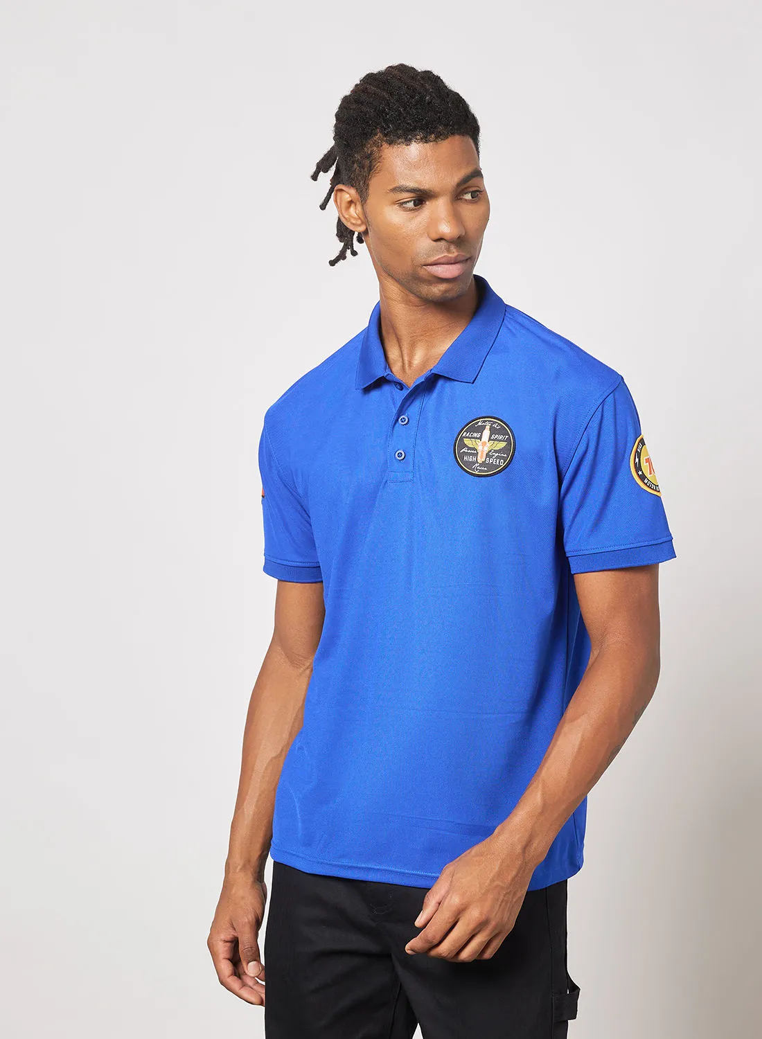 QUWA Woven Badge Polo Vallarta Blue