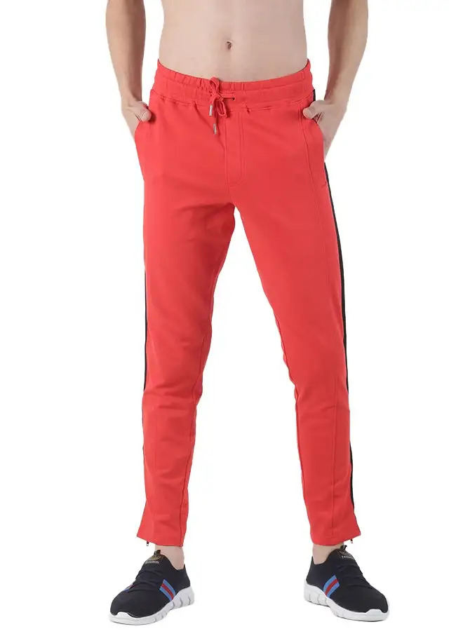 Blue Saint Contrast Side Tape Sweatpants Red