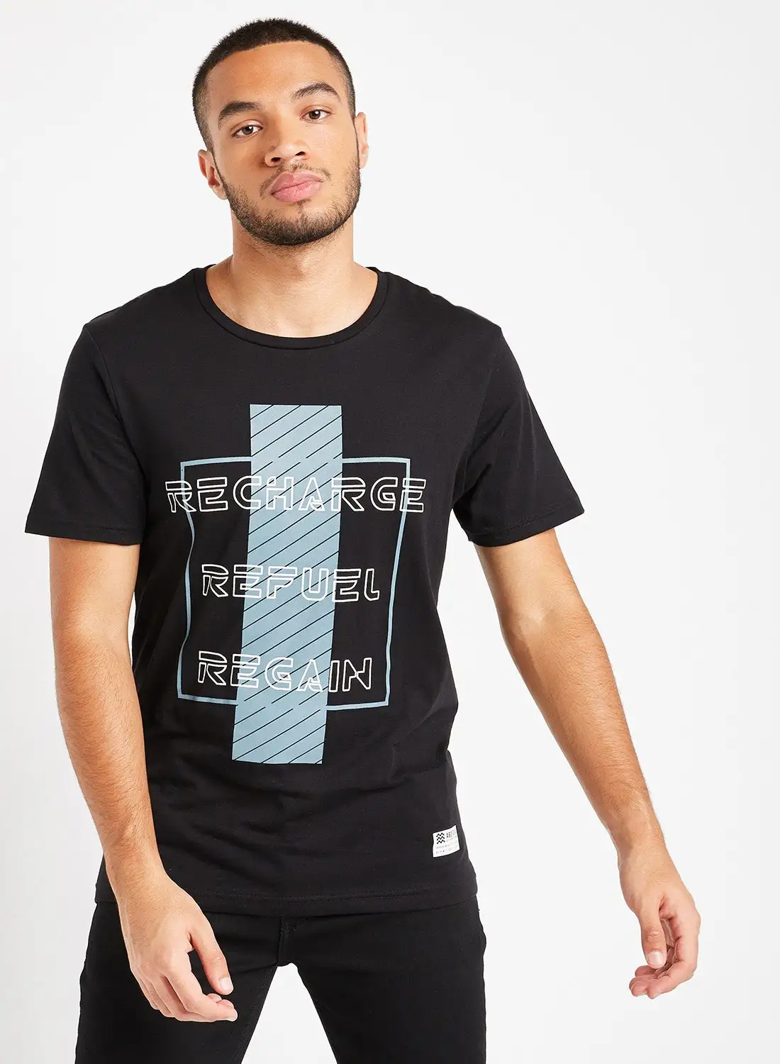 ABOF Front Graphic T-Shirt Charcoal Black