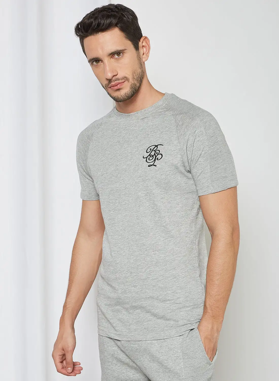 BRAVE SOUL Logo T-Shirt Light Grey Marl