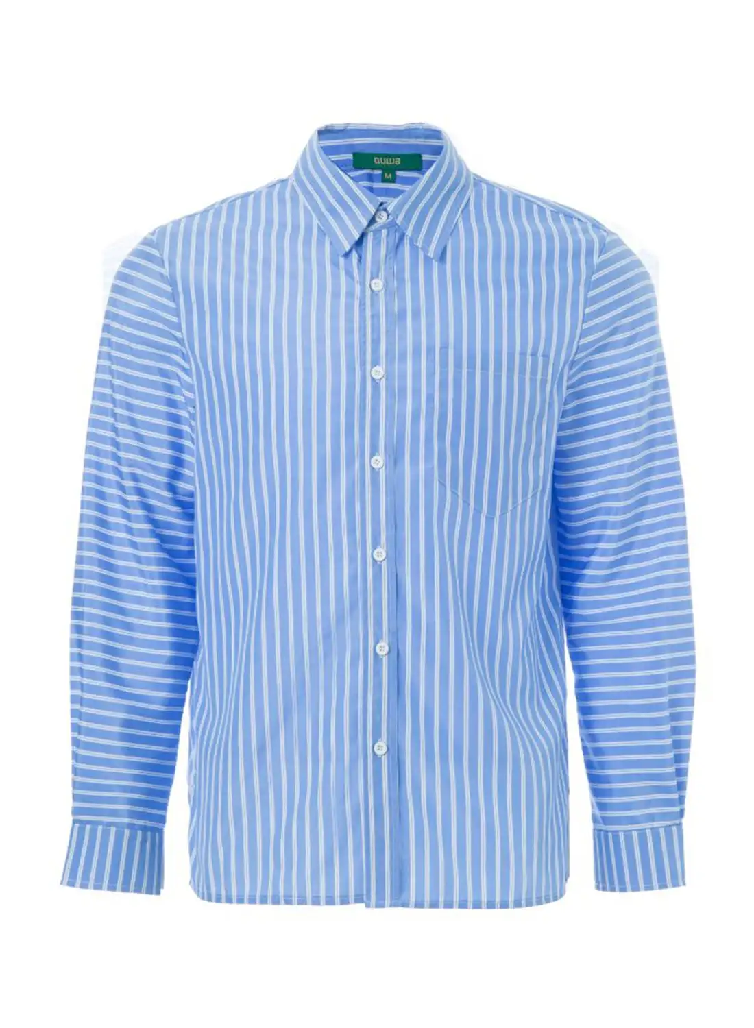 QUWA Mix and Match Stripe Casual Trendy Collar Shirt Light Blue