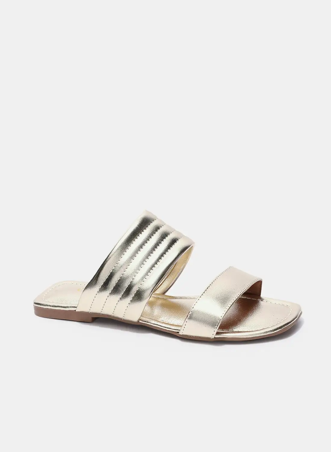 Aila Casual Plain Flat Sandals Gold