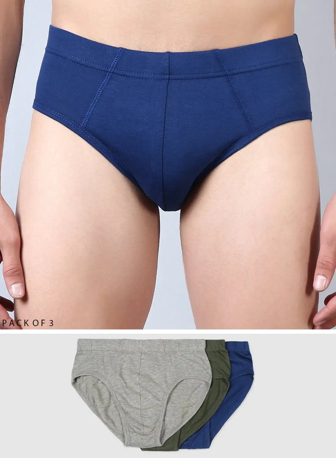 QUWA Comfortable Brief Blue/Brown/Grey