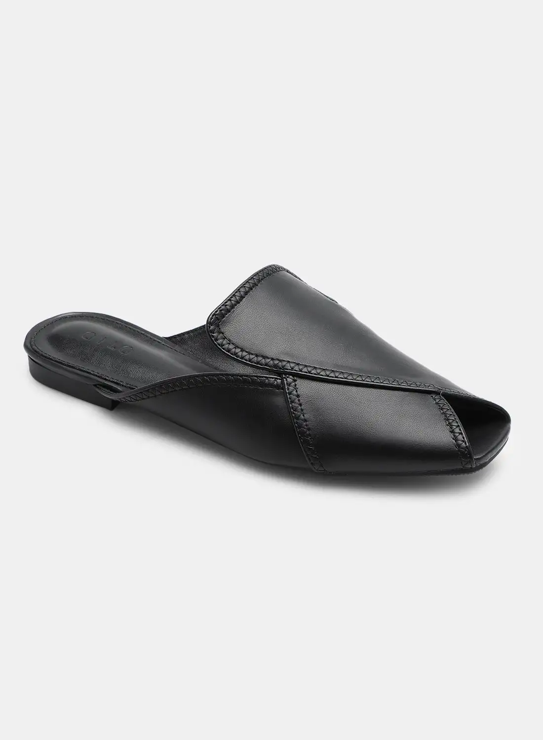 Aila Wrap Over Open Toe Mules Black