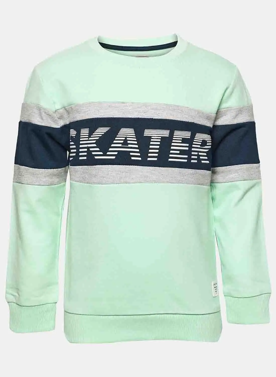 R&B Printed Round Neck Sweatshirt Mint