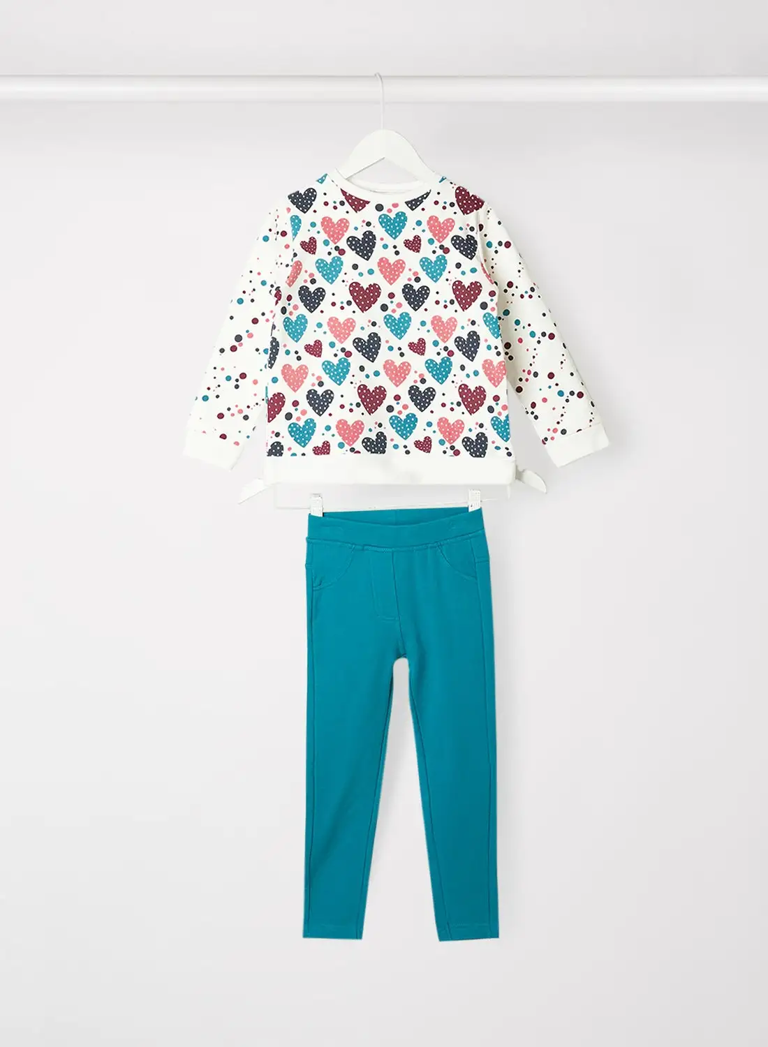 Babybol Baby/Kids Heart Print Sweatshirt And Pants Set Multicolour