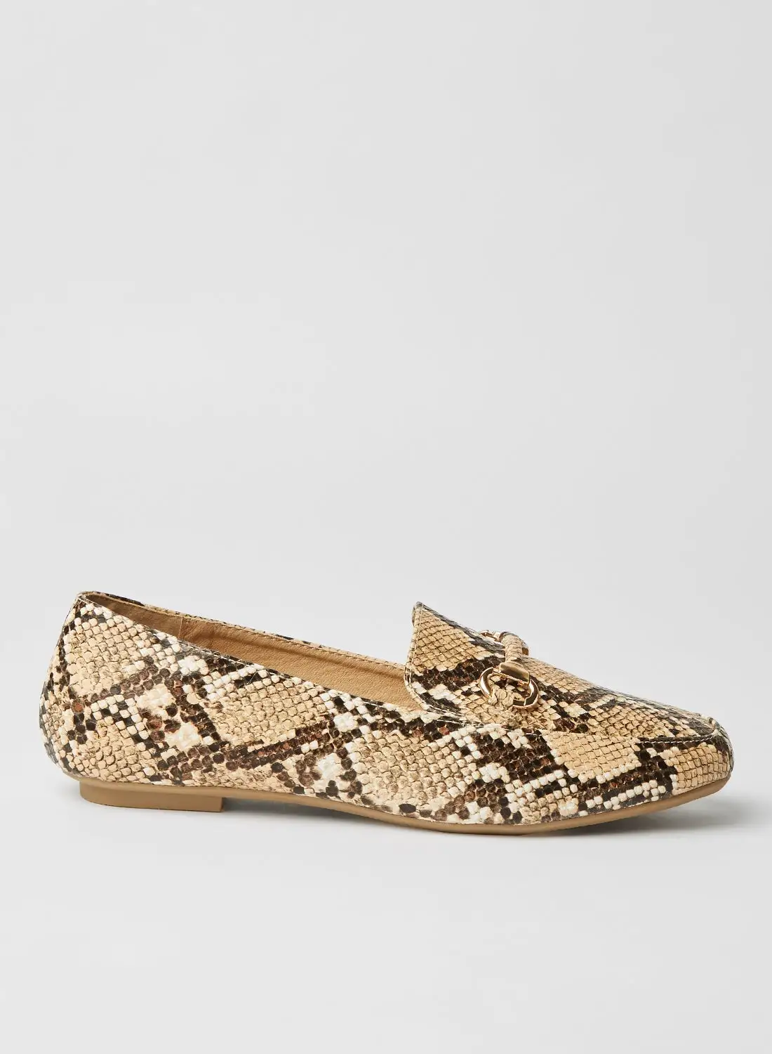 ZAHA Snakeskin Print Moccasion Camel