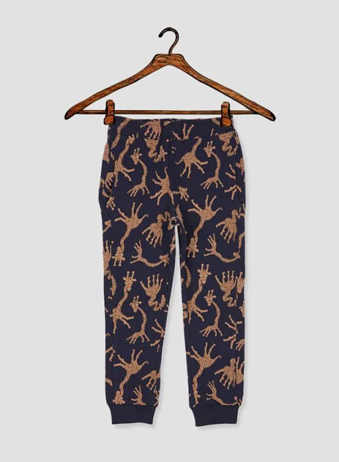 NAME IT Giraffe Printed Sweatpants Dark Sapphire