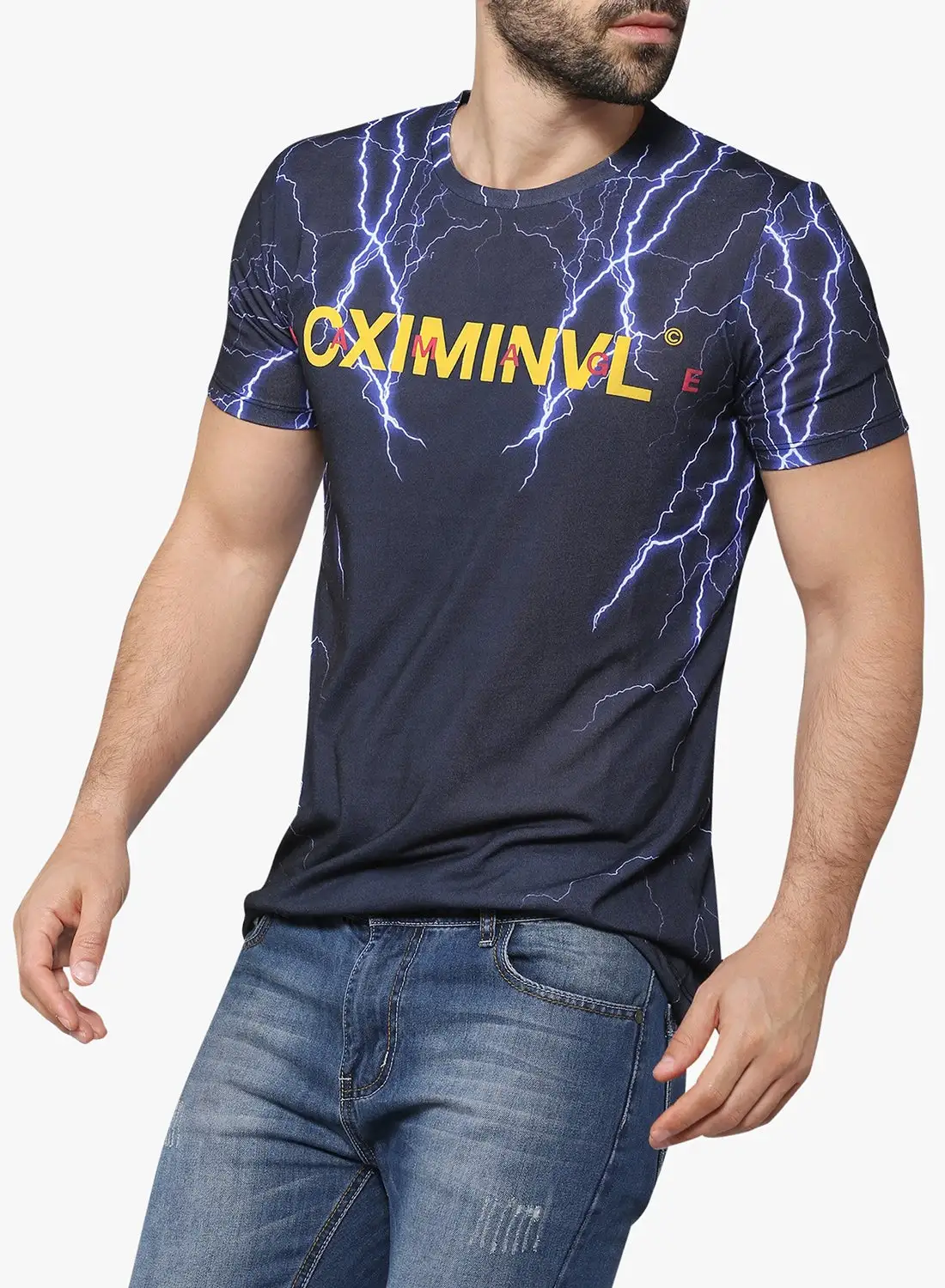 CRIMINAL DAMAGE Thunder Printed Tee Navy