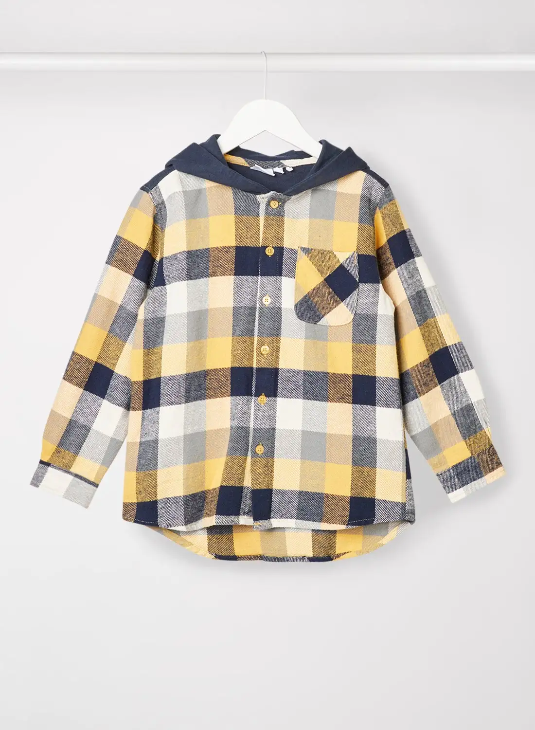 NAME IT Boys Plaid Hooded Overshirt Multicolour