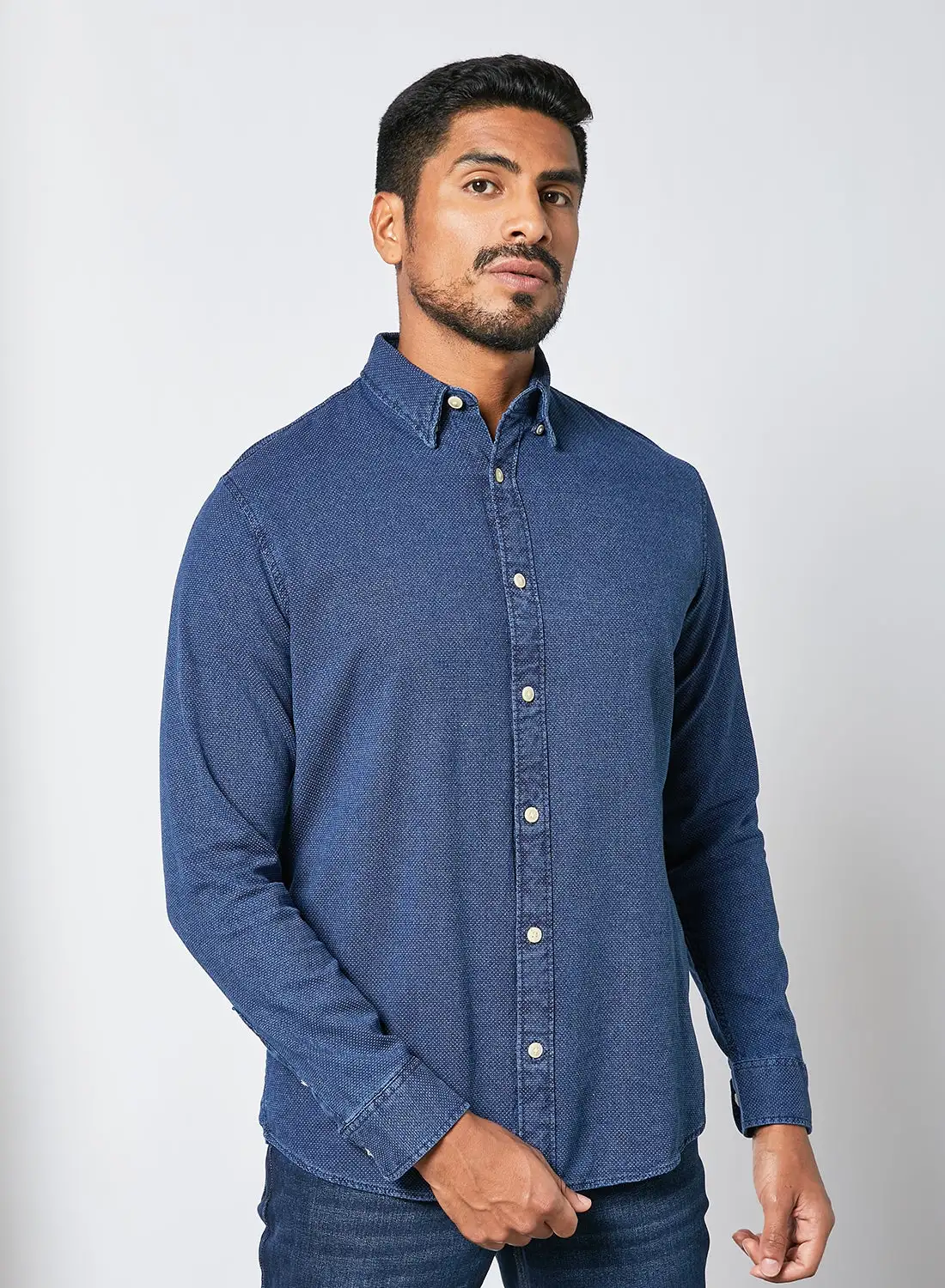 مختارة Homme Essential Denim Shirt أزرق