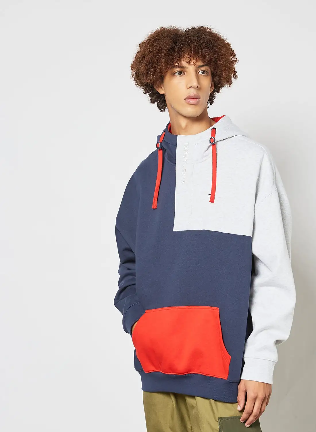 TOMMY JEANS Colourblock Hoodie Navy/White