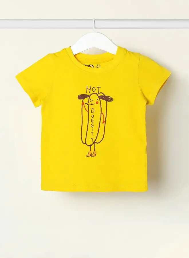 Zarafa Baby Boys Crew Neck Short Sleeve T-Shirt Mustard Yellow